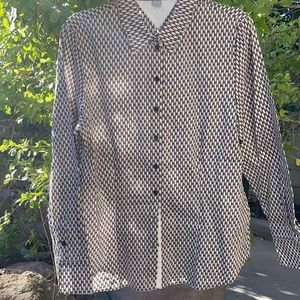 Long Sleeve, Button-Up Cotton Shirt, Top, Blouse, Size 42 (Medium), Fitted